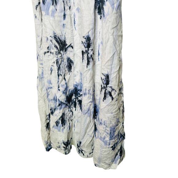 BOSS Blue Floral 100% Linen Open-Waist Square Neckline Summer Dress Size US 4 - Picture 6 of 16